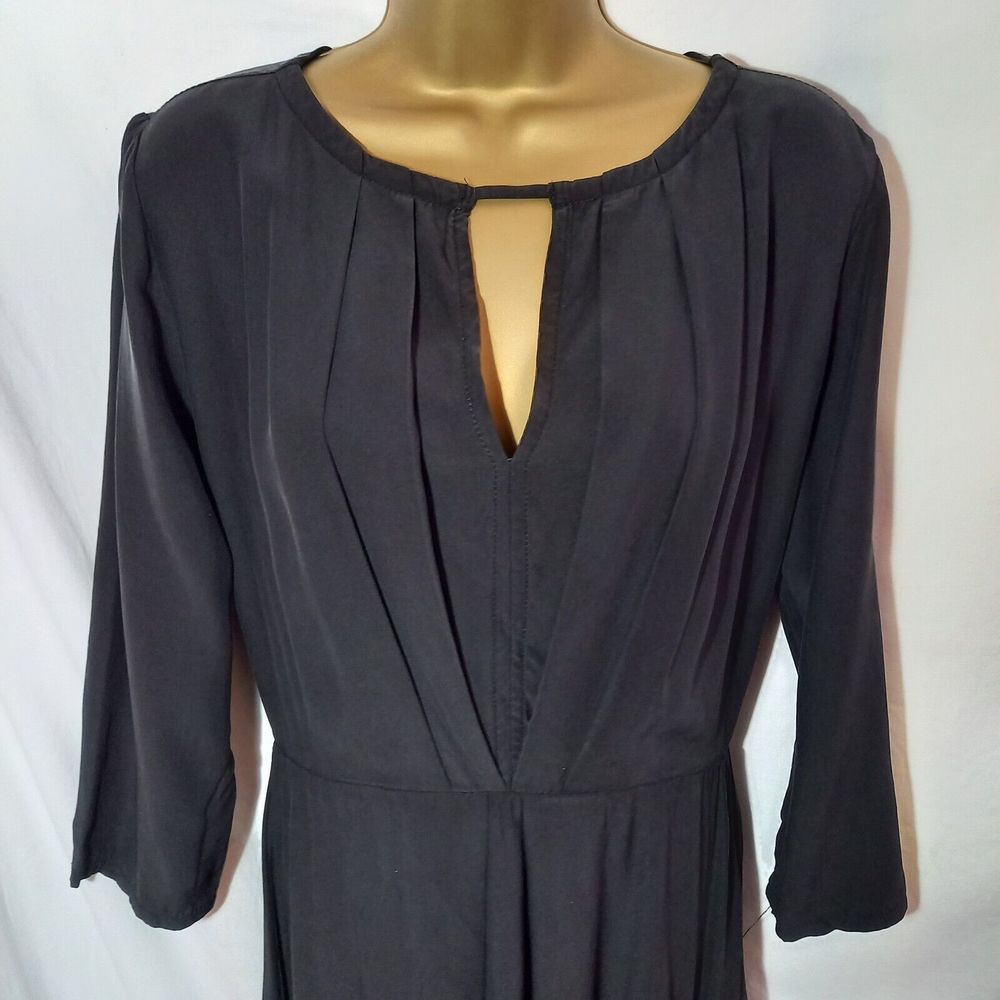 Size 10 Dip Hem ¾ Sleeve Knee to Midi Length Pleated Dress - Picture 2 of 6